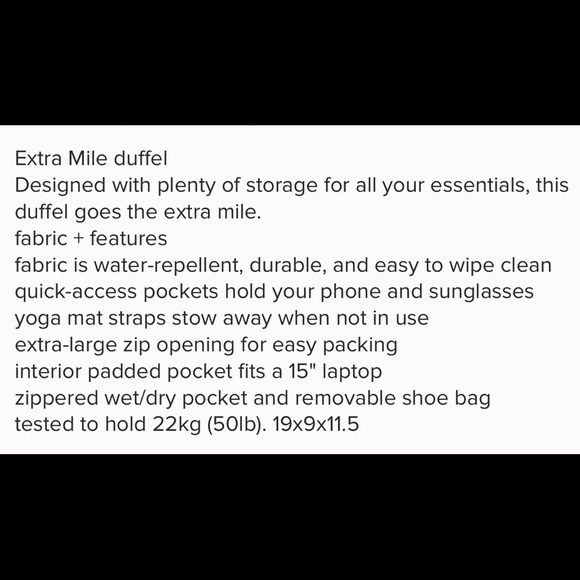 Lululemon Extra Mile Duffel Bag - Picture 2 of 7